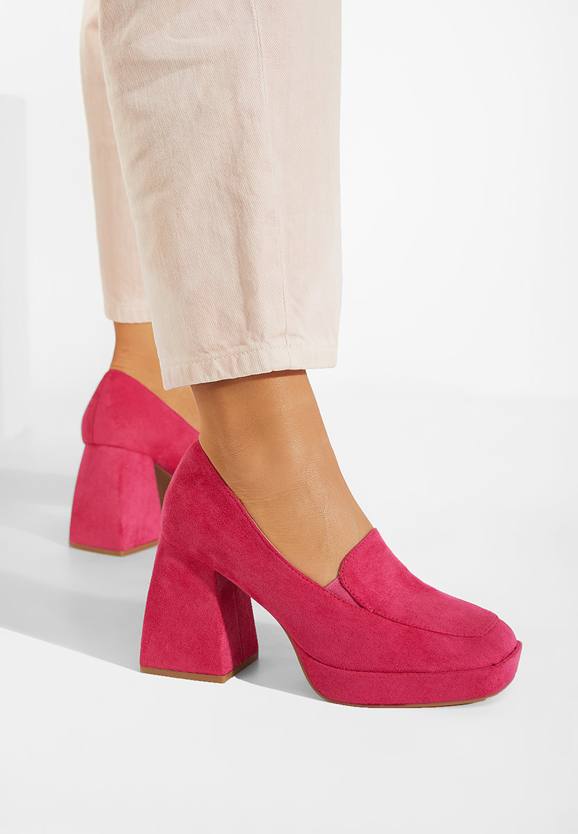 Ružové lodičky na hrubém podpatku Hoya