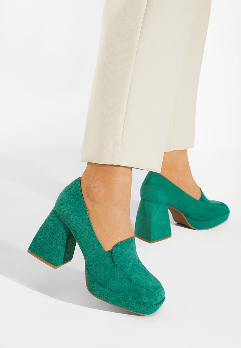 Zelené lodičky na hrubém podpatku Hoya