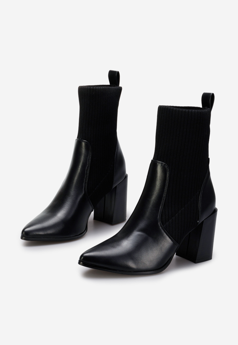 Černé kotníkové boty na podpatku Vinuele