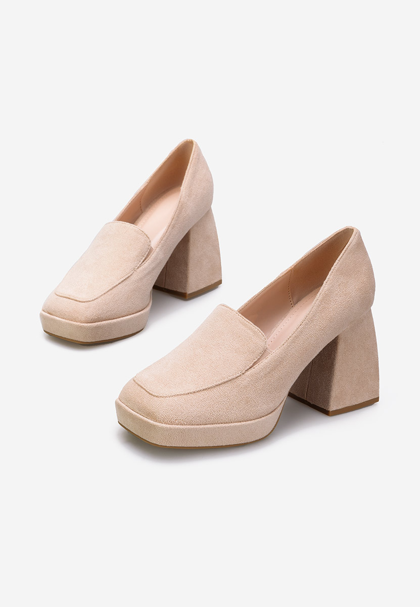 Béžové lodičky na hrubém podpatku Hoya