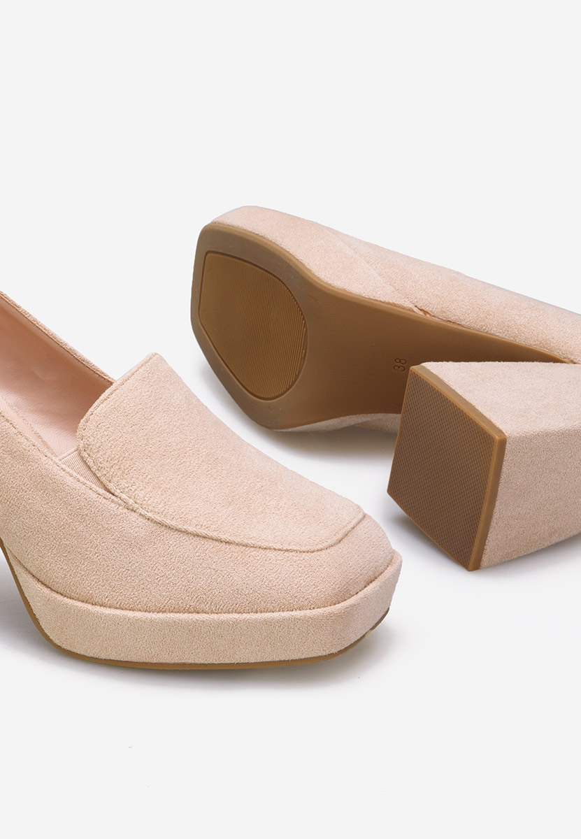 Béžové lodičky na hrubém podpatku Hoya