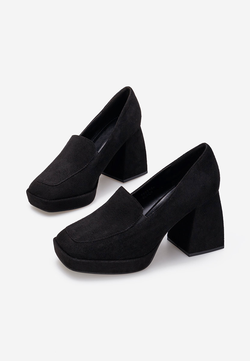 Černé lodičky na hrubém podpatku Hoya