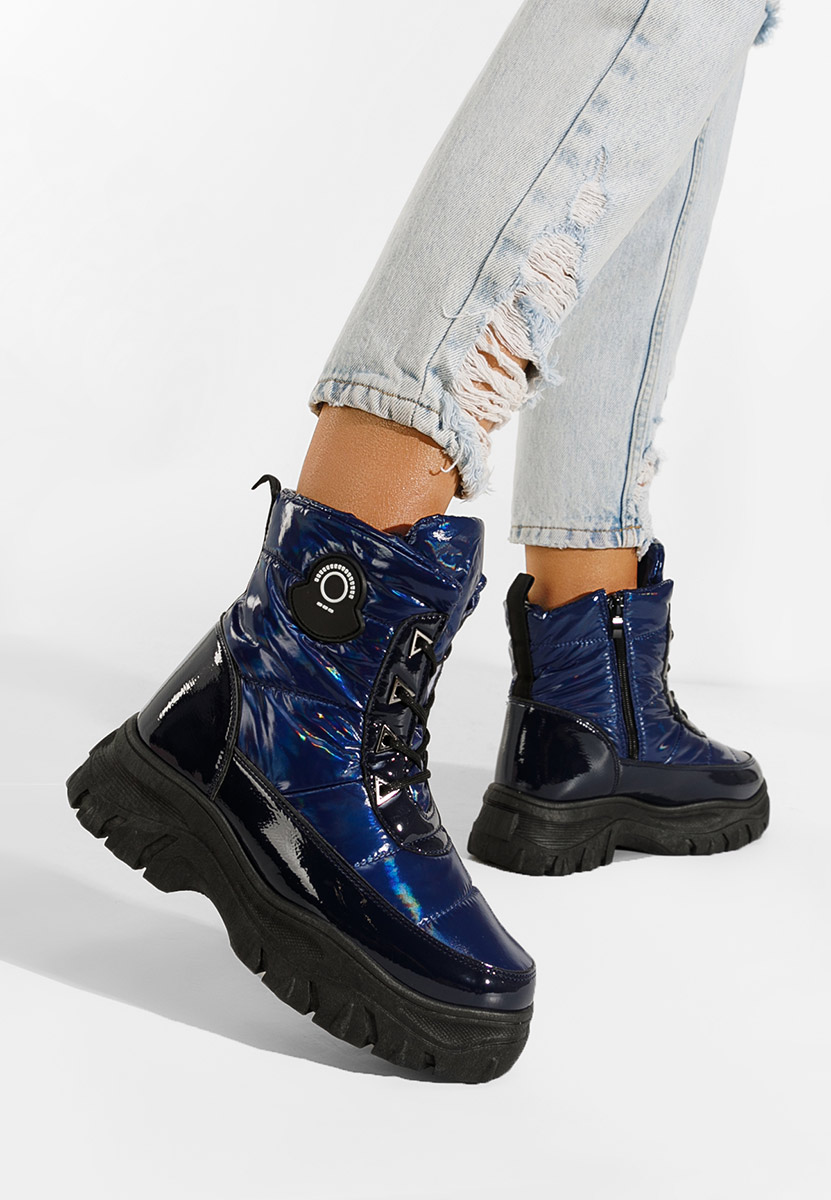 Tmavě modré dámské zimní boty kotníkové Louisa