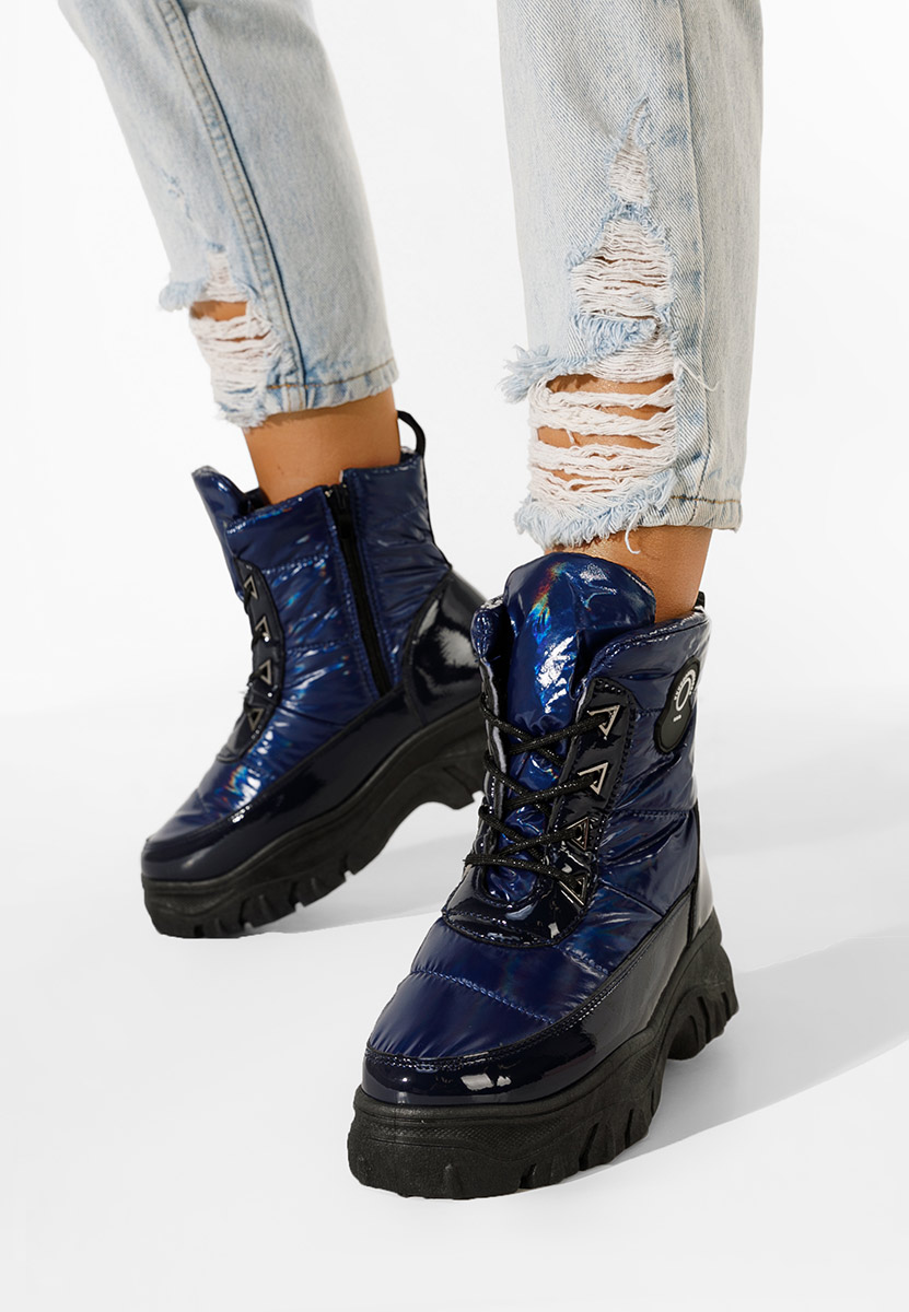 Tmavě modré dámské zimní boty kotníkové Louisa