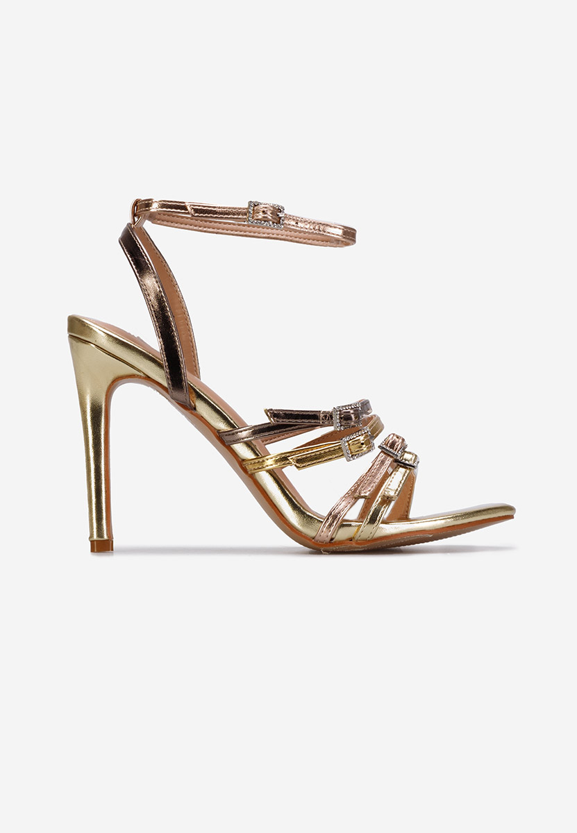 Zlaté sandály na podpatku Helina