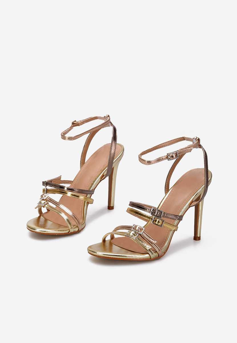 Zlaté sandály na podpatku Helina