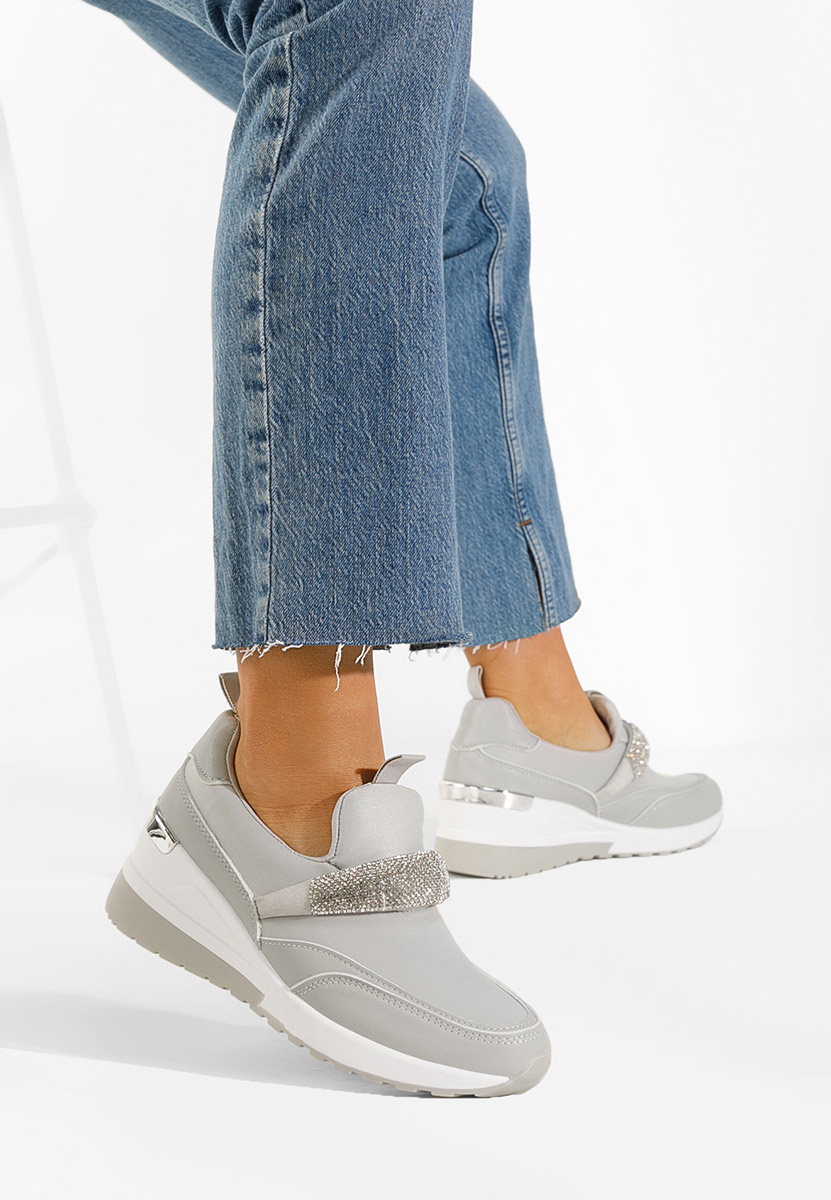 Šedé dámské tenisky na klínku Rubica