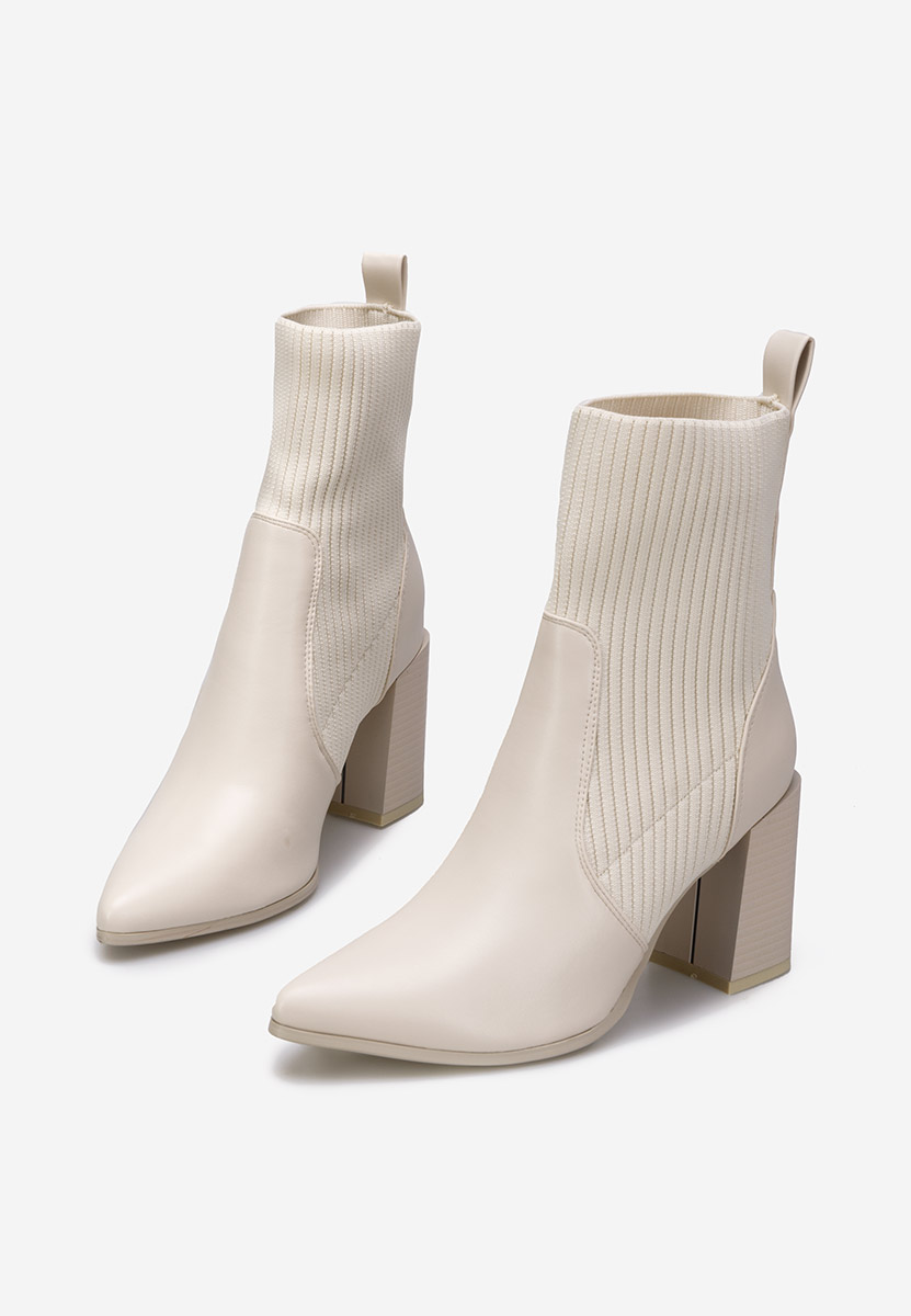 Béžové kotníkové boty na podpatku Vinuele