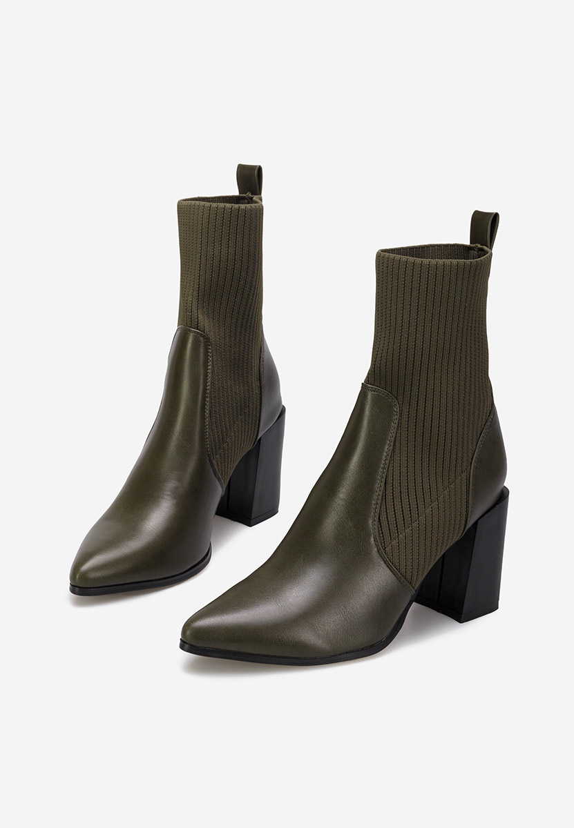 Zelené kotníkové boty na podpatku Vinuele