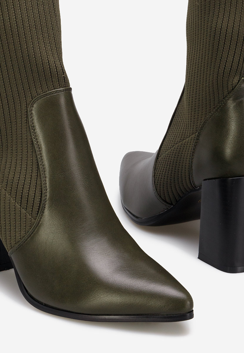 Zelené kotníkové boty na podpatku Vinuele