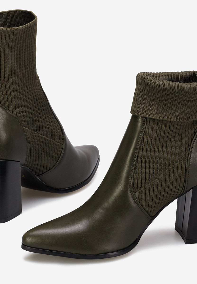 Zelené kotníkové boty na podpatku Vinuele