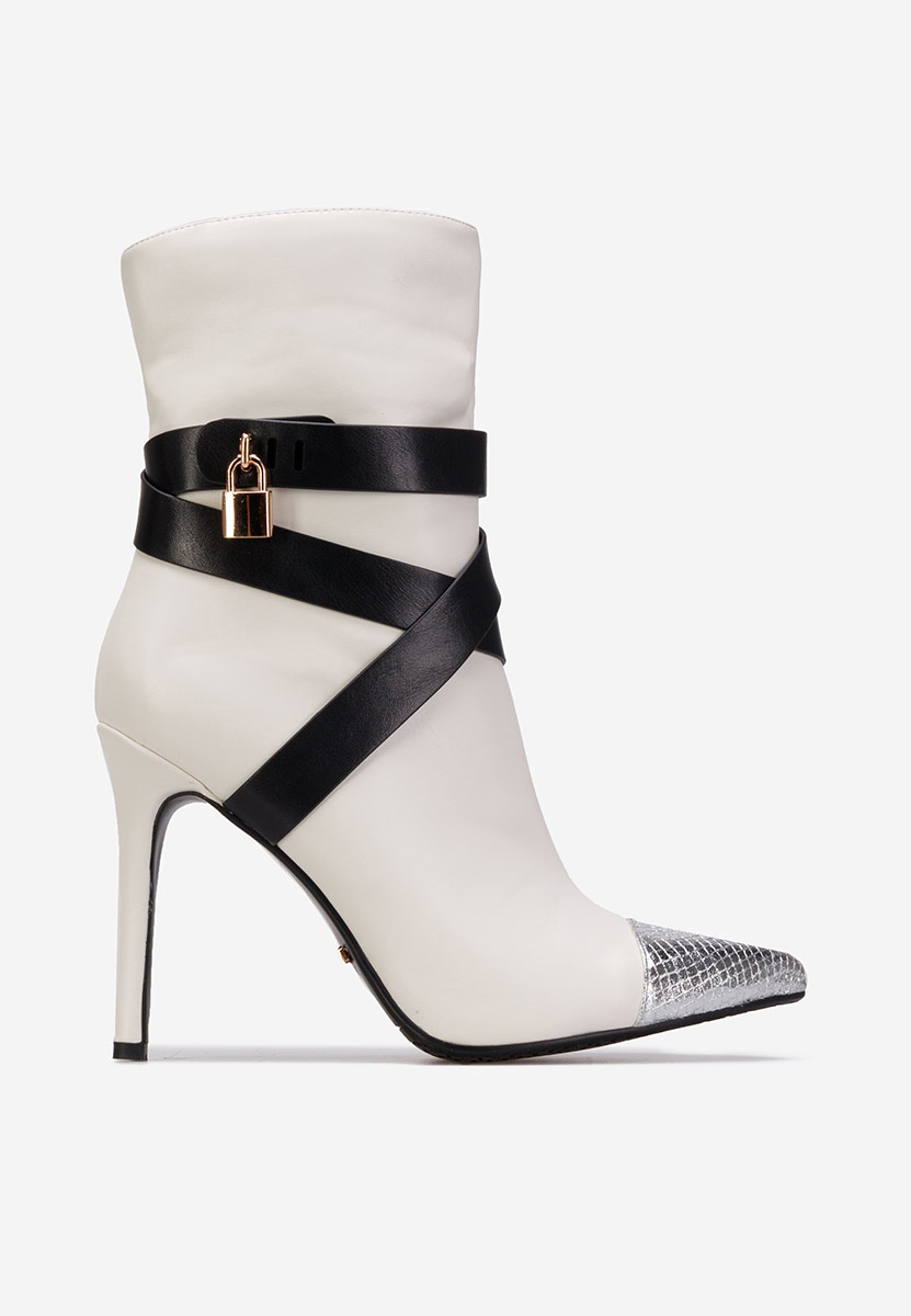 Bílé kotníkové boty na vysokém podpatku Linesa