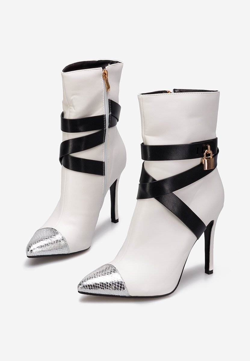 Bílé kotníkové boty na vysokém podpatku Linesa