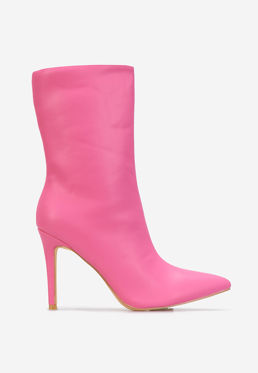 Fuchsiové kotníkové boty na vysokém podpatku Ribera