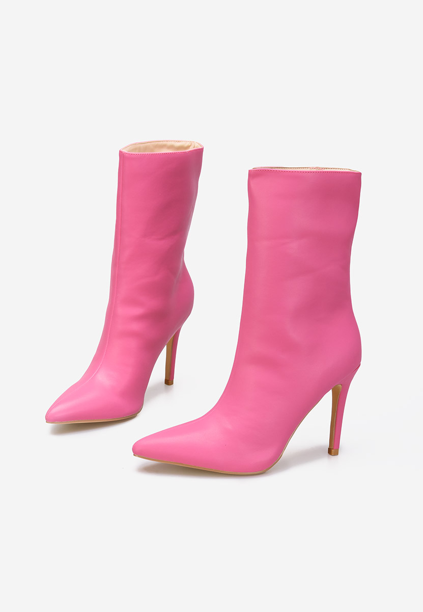 Fuchsiové kotníkové boty na vysokém podpatku Ribera
