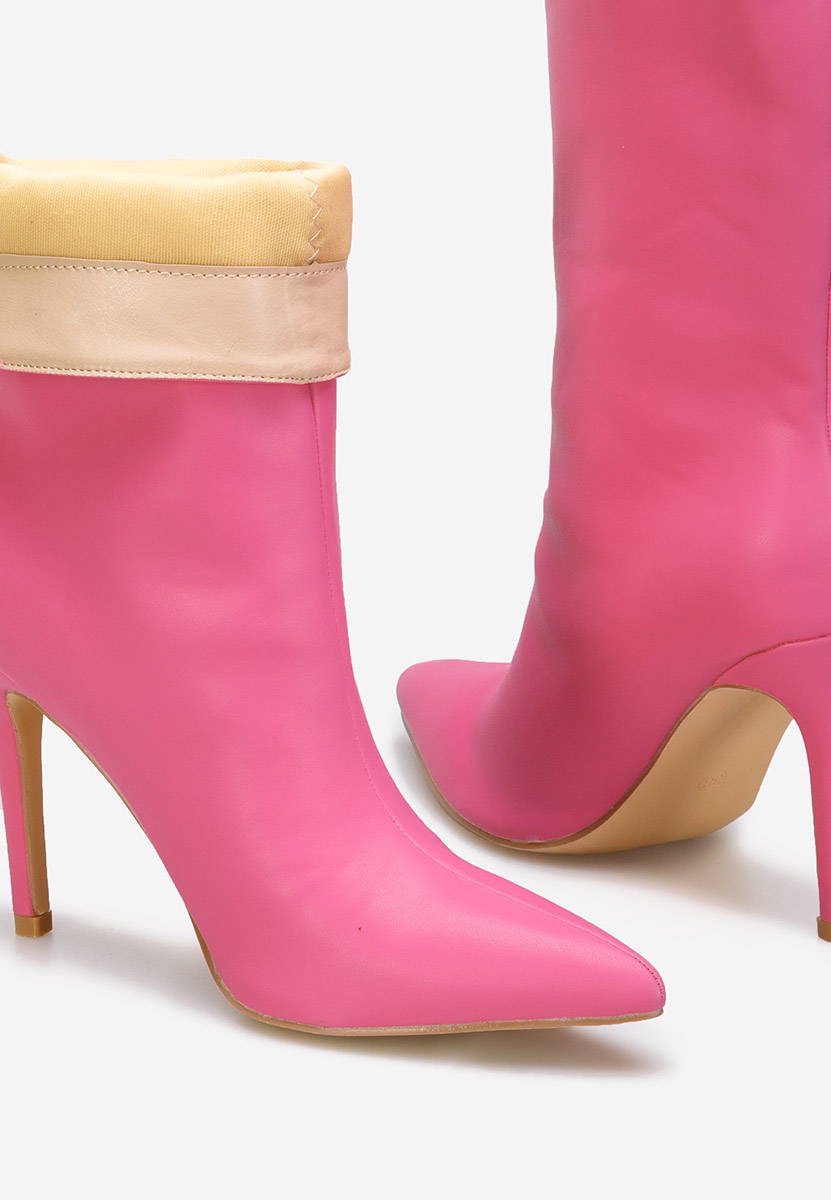 Fuchsiové kotníkové boty na vysokém podpatku Ribera