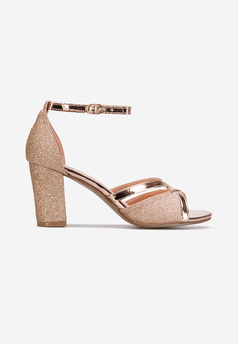 Champagne sandály na podpatku Aniela
