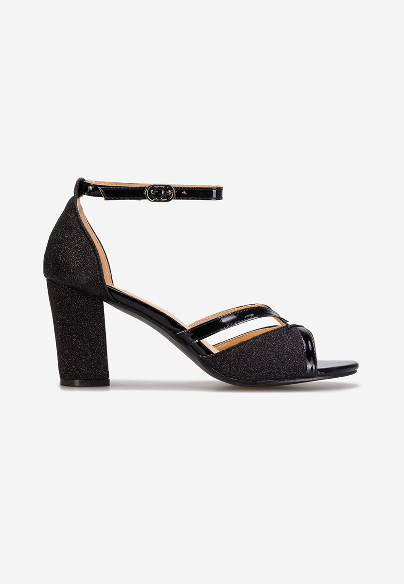 Černé sandály na podpatku Aniela