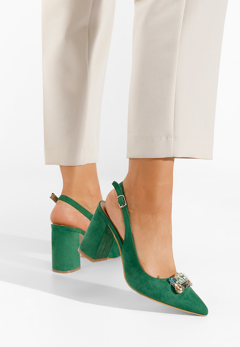 Zelené lodičky s otevřenou pätou Rossana