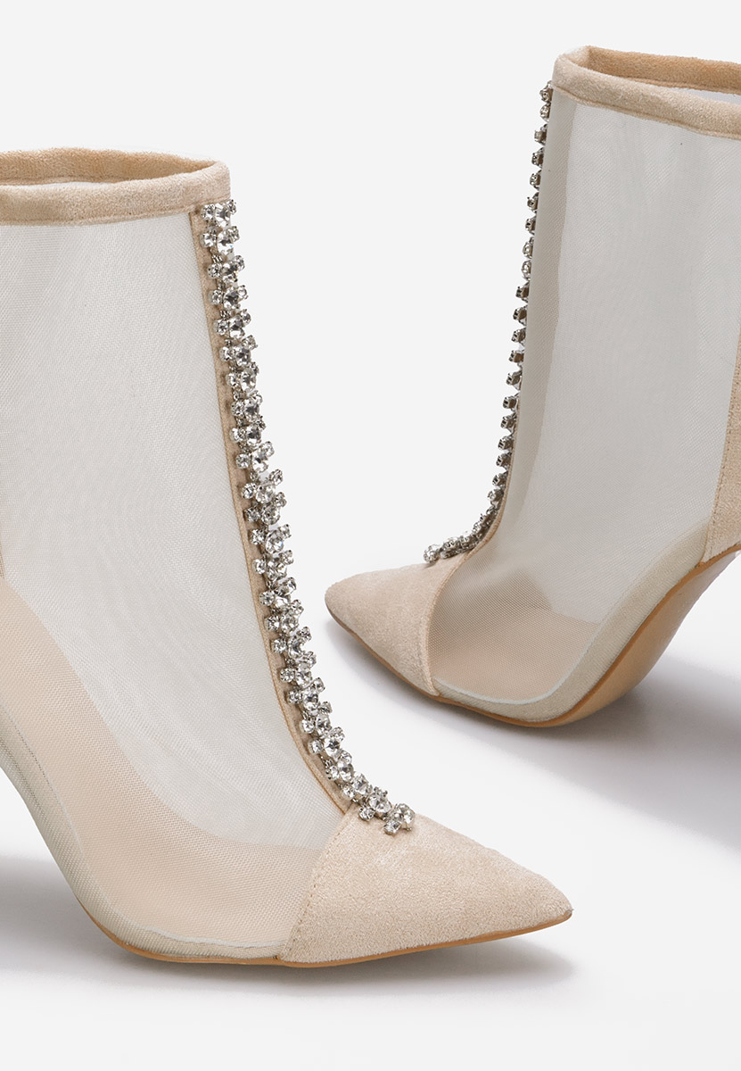 Béžové kotníkové boty na vysokém podpatku Cenza