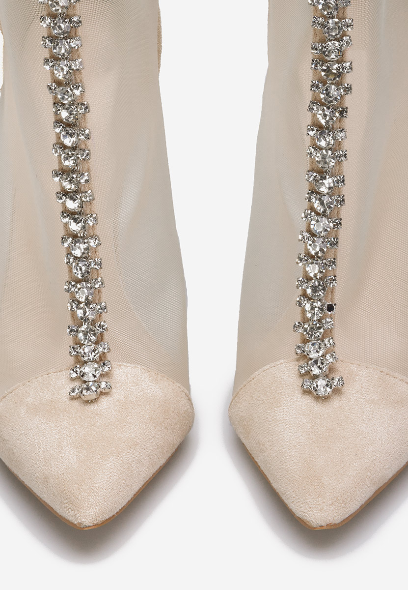 Béžové kotníkové boty na vysokém podpatku Cenza