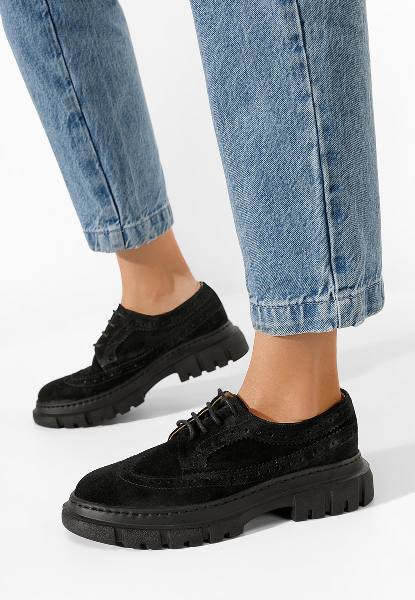 Černé kožené derby dámske Henise