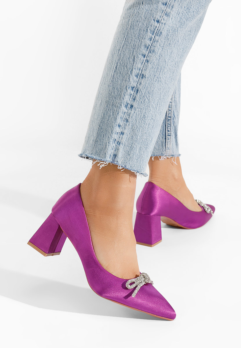 Fialové lodičky na hrubém podpatku Abigale