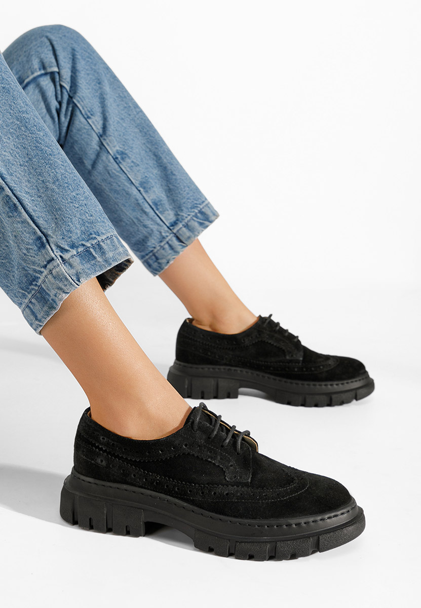 Černé kožené derby dámske Henise