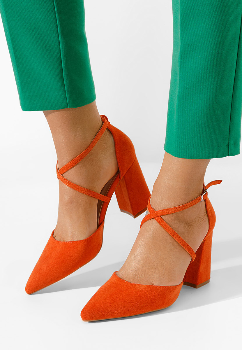 Oranžové lodičky na hrubém podpatku Demitra