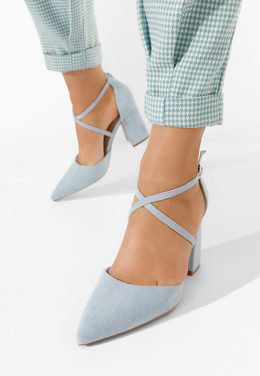 Modré lodičky na hrubém podpatku Demitra