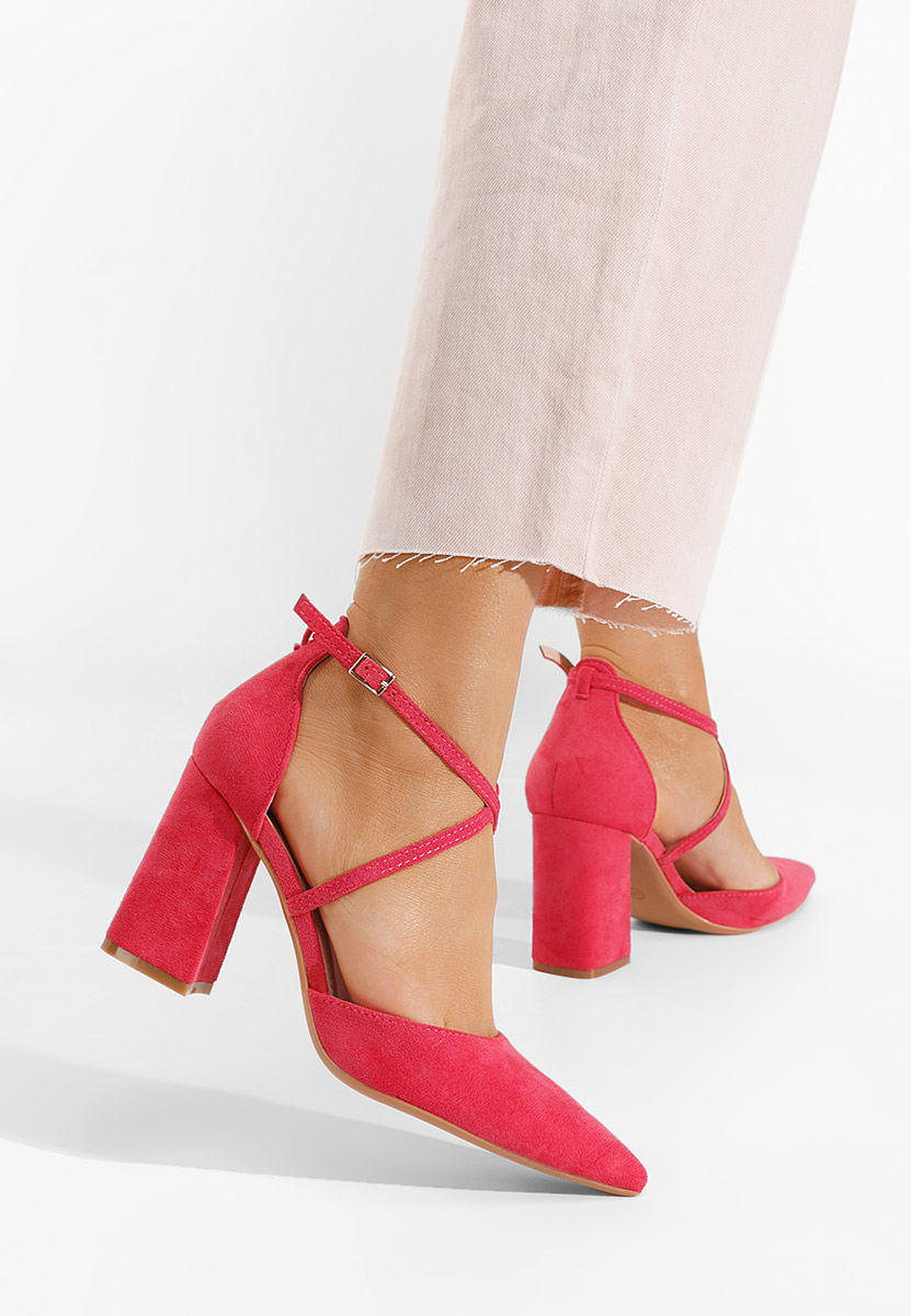 Fuchsiové lodičky na hrubém podpatku Demitra