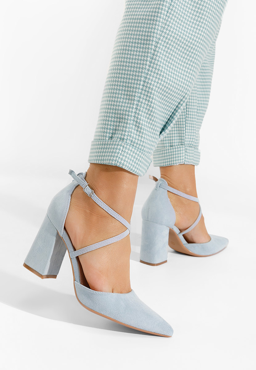 Modré lodičky na hrubém podpatku Demitra
