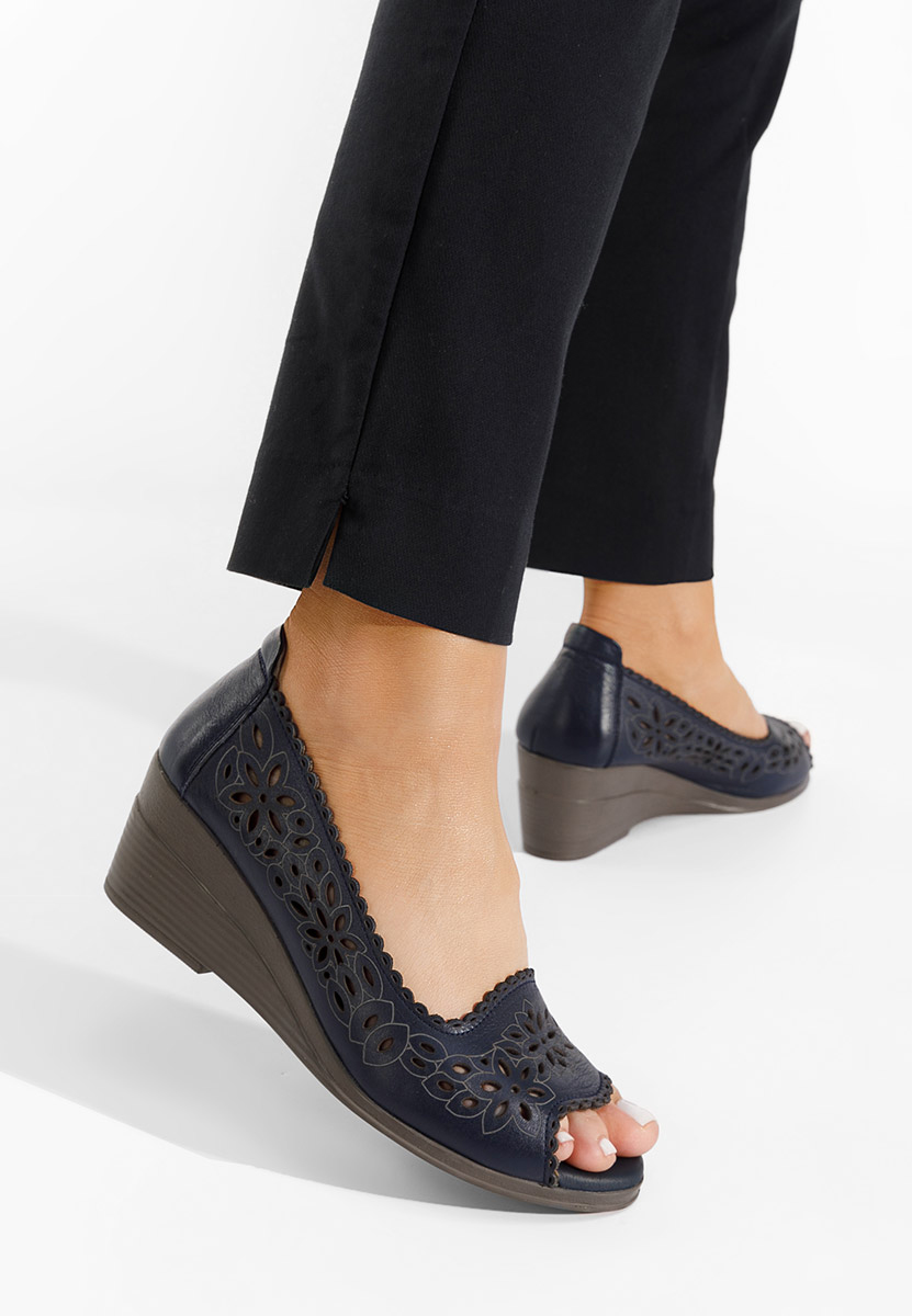 Tmavě modré kožené lodičky Amabella