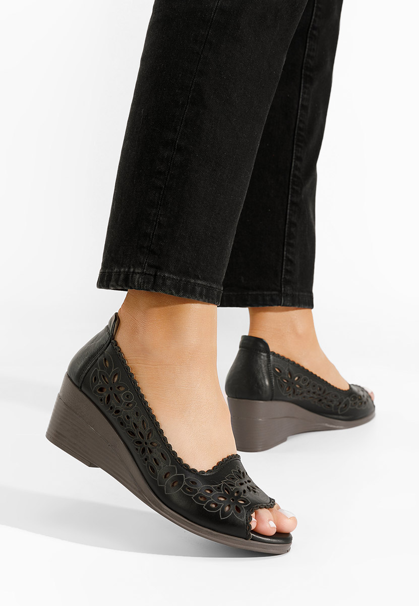 Černé kožené lodičky Amabella