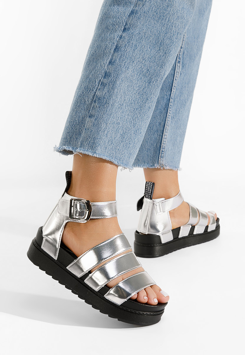 Stribrné sandály na platformě Ranya