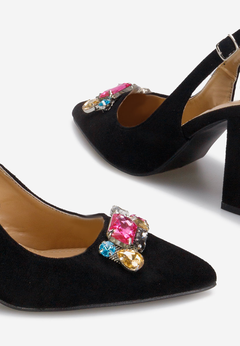 Černé lodičky s otevřenou pätou Rossana