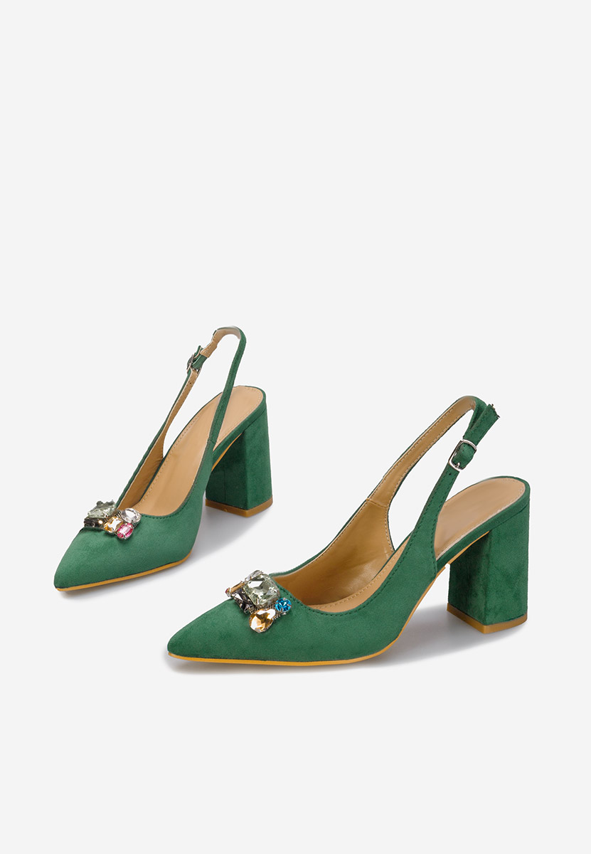 Zelené lodičky s otevřenou pätou Rossana
