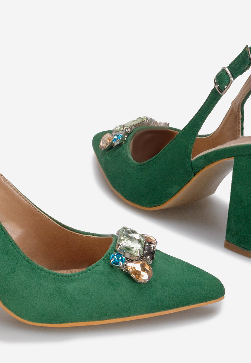 Zelené lodičky s otevřenou pätou Rossana