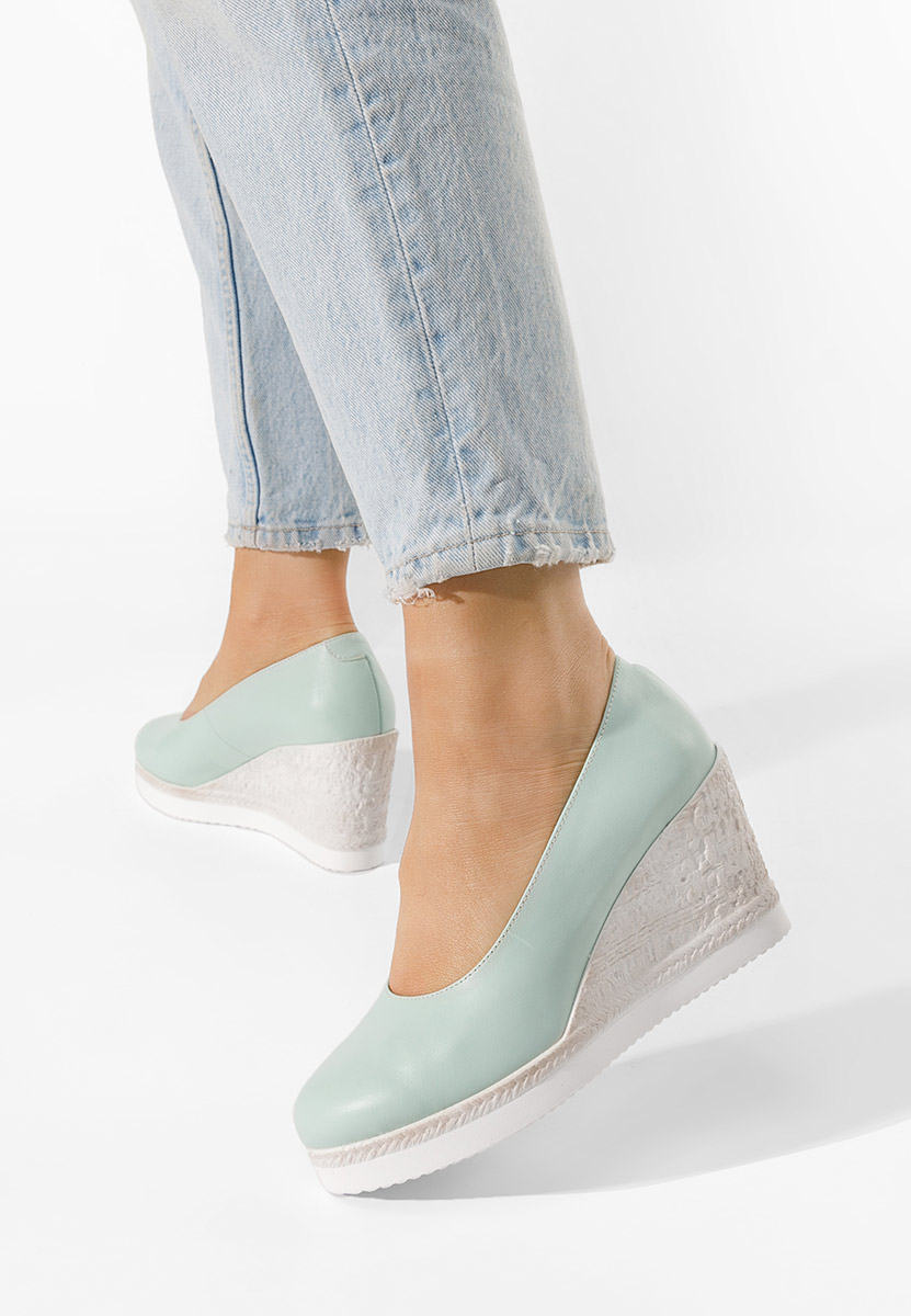 Tyrkysové lodičky na klínku Kaira