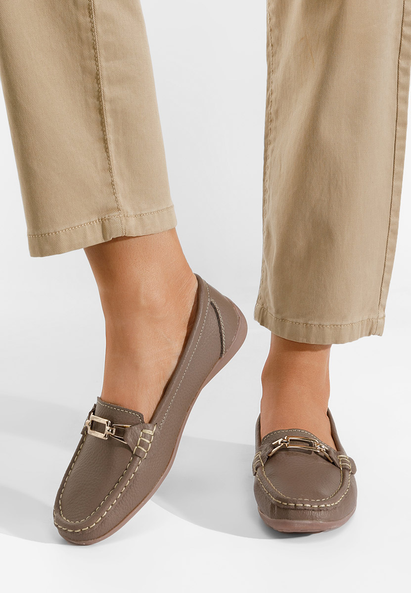 Khaki mokasíny dámské kožené Celetina