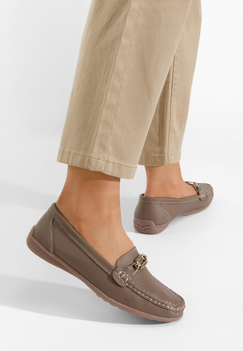 Khaki mokasíny dámské kožené Celetina