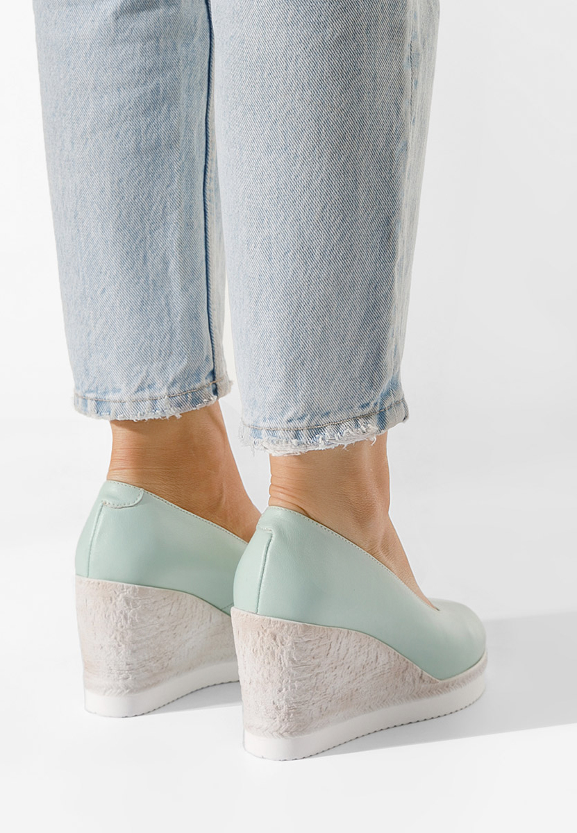 Tyrkysové lodičky na klínku Kaira