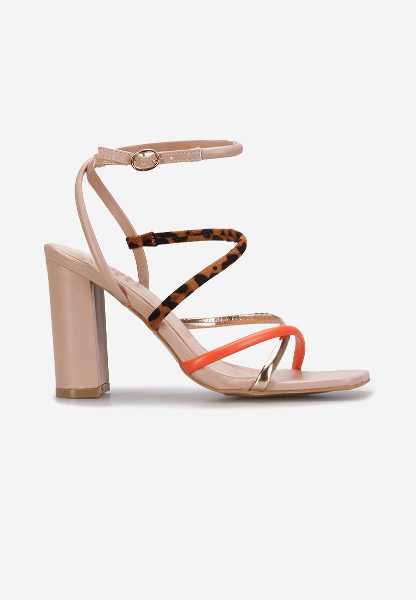 Nude sandály na podpatku Kane