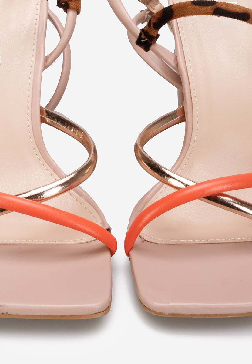 Nude sandály na podpatku Kane