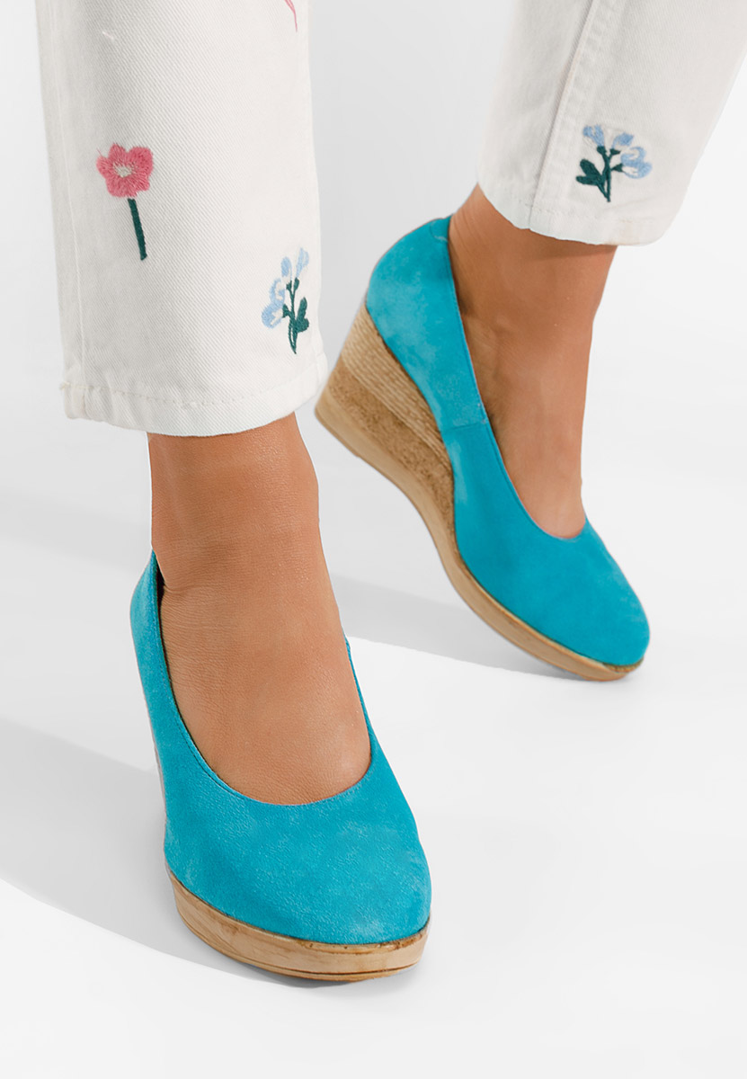 Svetlě modré lodičky na klínku Zola V2