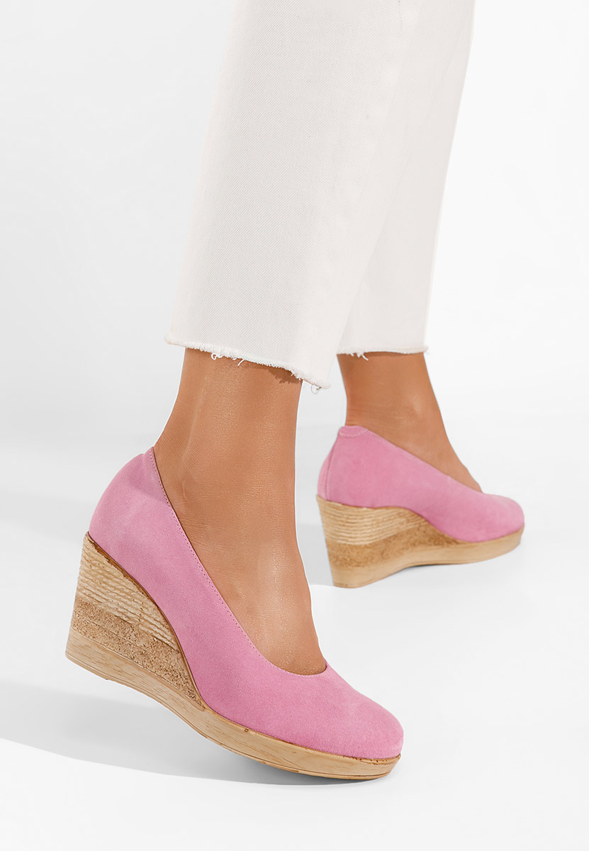 Ružové lodičky na klínku Zola V2