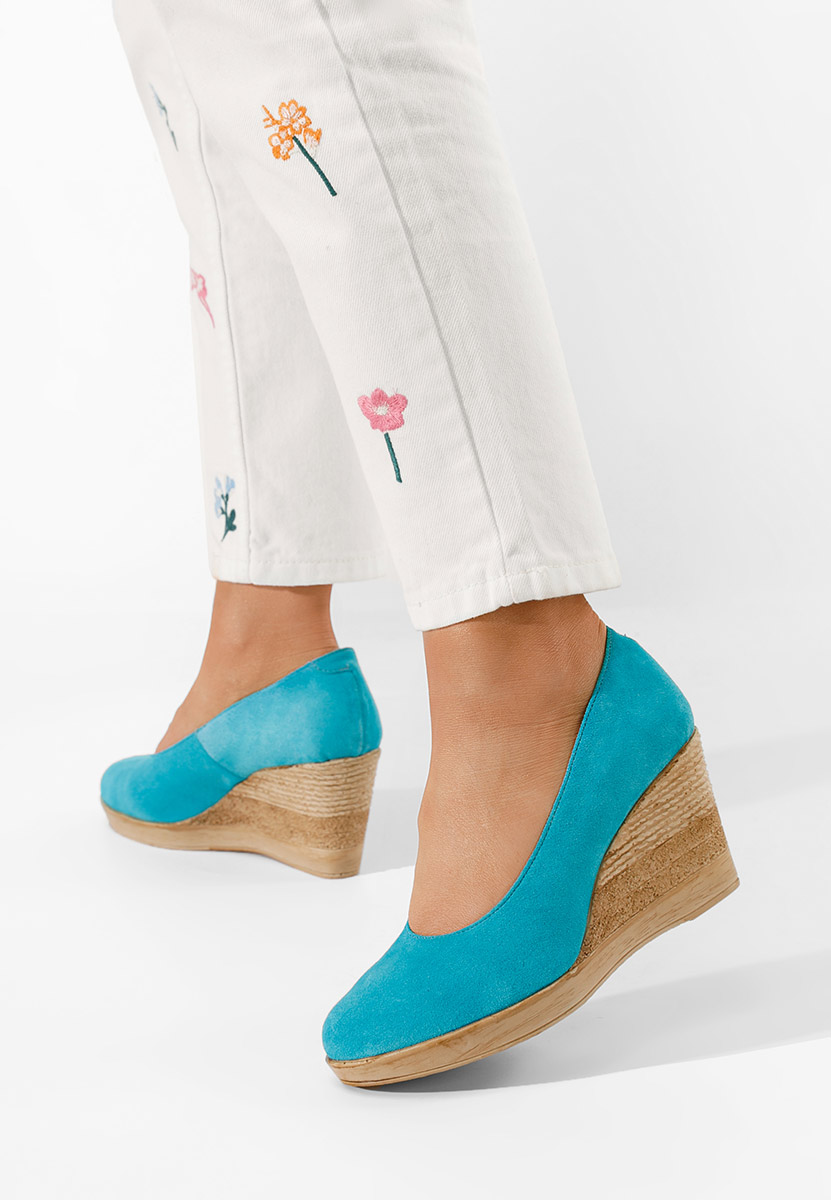 Svetlě modré lodičky na klínku Zola V2