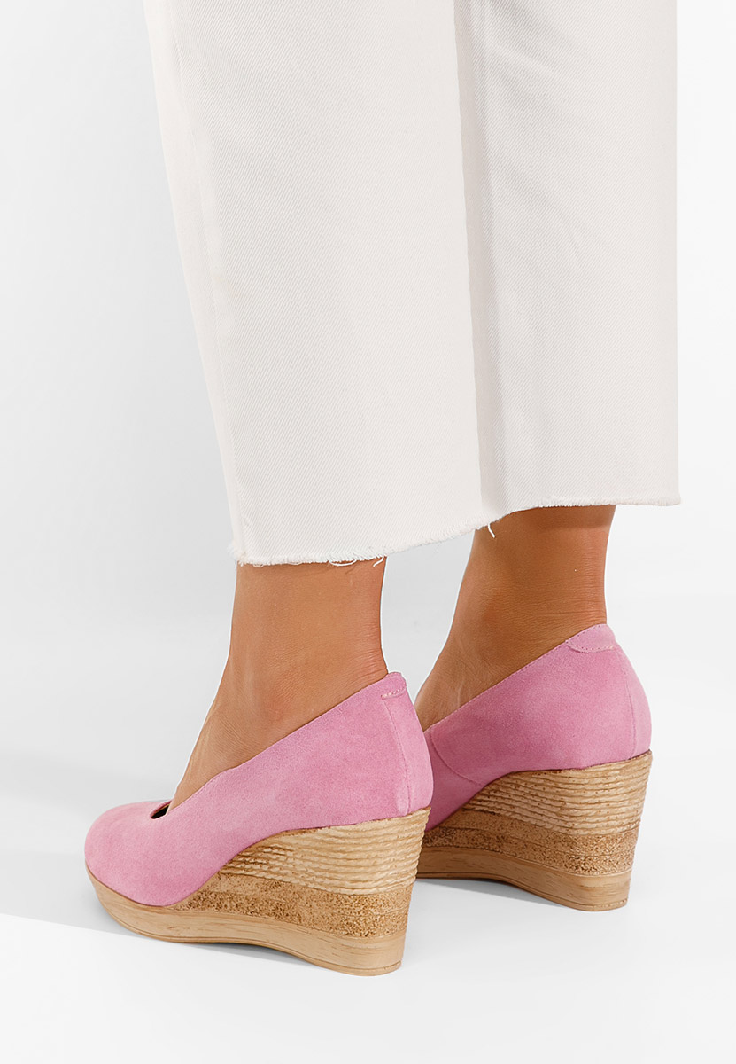 Ružové lodičky na klínku Zola V2