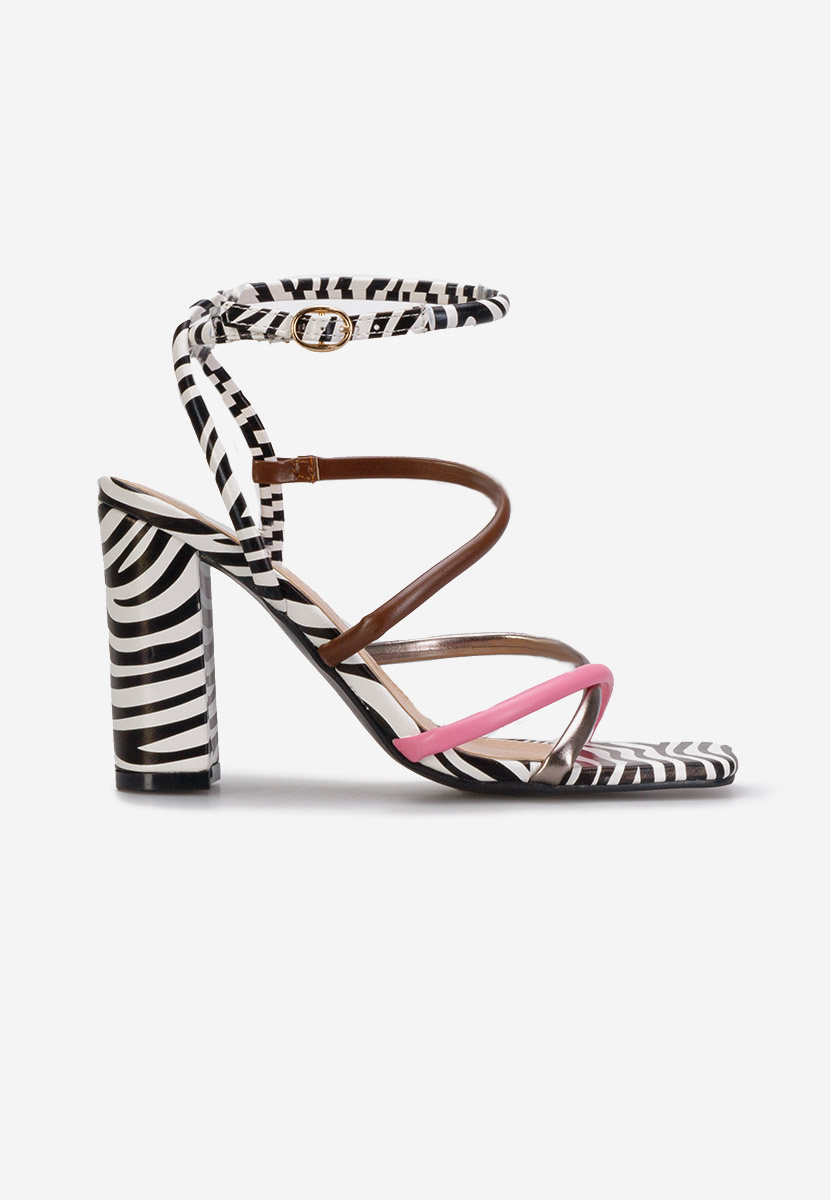 Zebra sandály na podpatku Kane