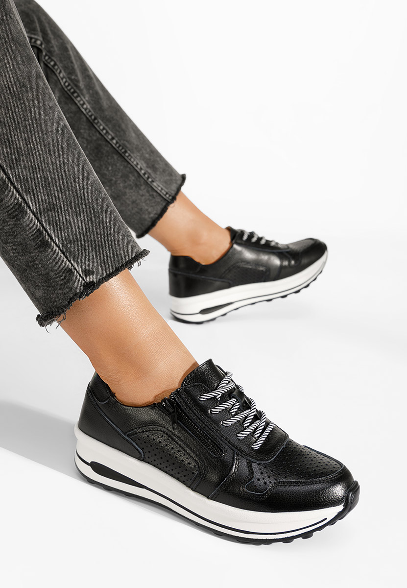 Černé kožené dámské sneakersy Cidra